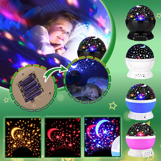 Lampe de chevet rotative, ciel étoilé, pour bébé et enfants, luminaire décoratif d'intérieur, idéal pour une chambre d'enfant - Domaine du bebe
